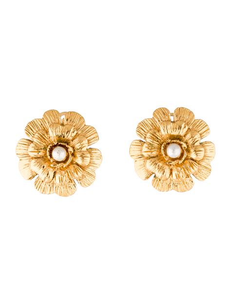 chanel camellia flower jewelry|chanel camellia hoop earrings.